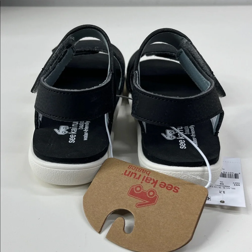 NWT See Kai Run Jaylen Black Dual Strap Water Friendly Sandals Size 12